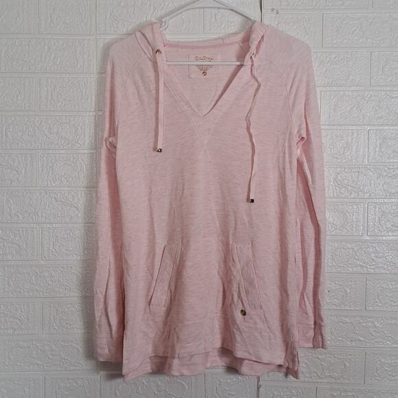 Lilly Pulitzer Luxletic Paradise Pink Tint Heather Arin Lounge Pullover Top - Picture 4 of 10